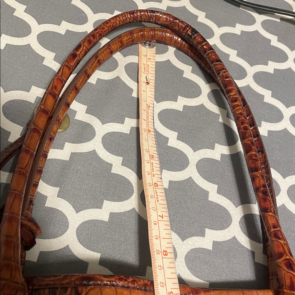 Brahmin Cognac Croc-Embossed Leather Tote - Picture 11 of 15